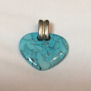GSJ Turquoise Heart W/Sterling Silver Bail Pendant